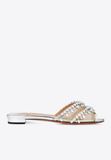 Aquazzura Temptation Crystal Flat Sandals TEMFLAS0-SYF-CCC