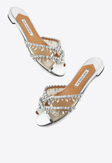 Aquazzura Temptation Crystal Flat Sandals TEMFLAS0-SYF-CCC