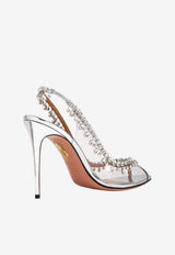 Aquazzura Temptation 105 Crystal-Embellished Sandals Silver TEMHIGSC-SPPCCC SILVER