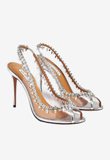 Aquazzura Temptation 105 Crystal-Embellished Sandals Silver TEMHIGSC-SPPCCC SILVER
