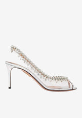 Aquazzura Temptation 75 Crystal-Embellished Sandals Silver TEMMIDS1-SPPCCC SILVER