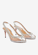 Aquazzura Temptation 75 Crystal-Embellished Sandals Silver TEMMIDS1-SPPCCC SILVER