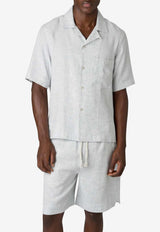 Eleventy Linen Shirt with Piping Blue