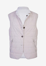 Eleventy Reversible Linen And Cotton Vest Gray