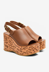 Chloé Maxime 80 Leather Wedge Sandals Brown CHC25U10GLU27T Ginger Brown