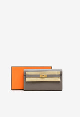 Kelly To Go Wallet in Etoupe Evercolor with Gold Hardware