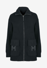 "H" Wool Knit Cardigan