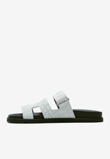 Chypre Sandals in Gris Quartz Suede Alligator