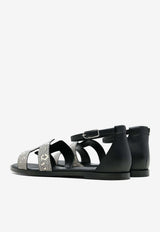 Santorini Sandals in Ombre Lizard and Black Calfskin