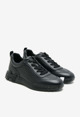 Bouncing Low-Top Sneakers in Black Perforated and Solid Calfskin
