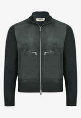 "Devant Cuir" Bomber Jacket in Wool and Goatskin