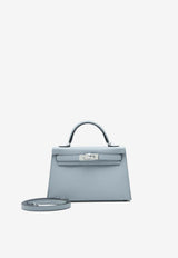 Mini Kelly Sellier 20 in Bleu Glacier Epsom with Palladium Hardware