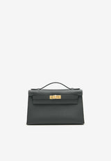 Kelly Pochette HSS Verso Clutch Bag in Black and Bleu Saphir Swift Leather with Gold Hardware