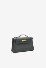 Kelly Pochette HSS Verso Clutch Bag in Black and Bleu Saphir Swift Leather with Gold Hardware