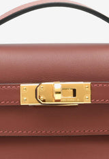 Kelly Pochette Clutch Bag in Rouge H Swift Leather with Gold Hardware