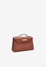 Kelly Pochette Clutch Bag in Rouge H Swift Leather with Gold Hardware