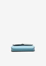 Kelly Depeches 25 Pouch in New Bleu Jean Epsom with Palladium Hardware