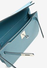 Kelly Depeches 25 Pouch in New Bleu Jean Epsom with Palladium Hardware