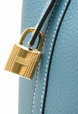 Picotin 18 in New Bleu Jean Clemence Leather with Gold Hardware