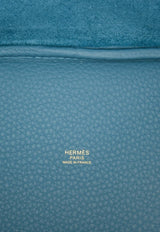 Picotin 18 in New Bleu Jean Clemence Leather with Gold Hardware
