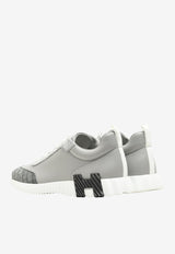 Bouncing Low-Top Sneakers in Gris Silex Calfskin Suede Nilo Croc Leather