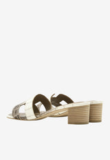 Oasis 50 Sandals in Blanc Himalaya Matte Nilo Crocodile