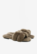 Oran H Cut-Out Sandals in Etoupe Shearling