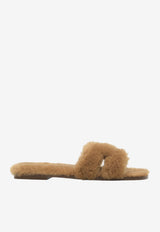 Oran H Cut-Out Sandals in Naturel Shearling
