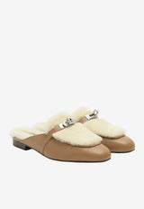 OZ Mules in Naturel Goatskin and Ecru Shearling