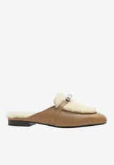 OZ Mules in Naturel Goatskin and Ecru Shearling