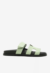Chypre Sandals in Vert de Mer Shiny Java Lizard Leather