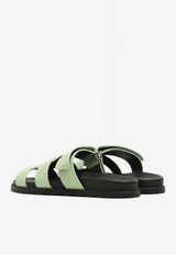 Chypre Sandals in Vert de Mer Shiny Java Lizard Leather