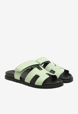 Chypre Sandals in Vert de Mer Shiny Java Lizard Leather