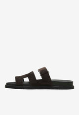Chypre Sandals in Marron Ebene Suede