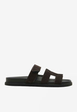 Chypre Sandals in Marron Ebene Suede