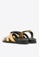 Chypre Sandals in Dore Metallic Grained Goatskin