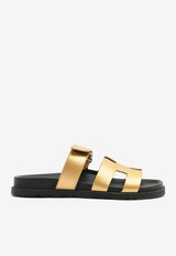 Chypre Sandals in Dore Metallic Grained Goatskin