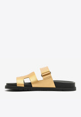 Chypre Sandals in Dore Metallic Grained Goatskin