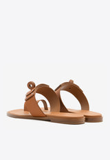 July Sandals in Naturel Calfskin with Oversized Kelly Buckle