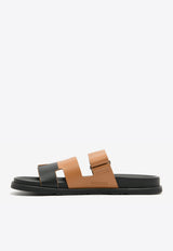 Chypre Sandals in Naturel and Black Calfskin