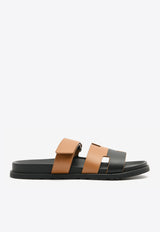 Chypre Sandals in Naturel and Black Calfskin