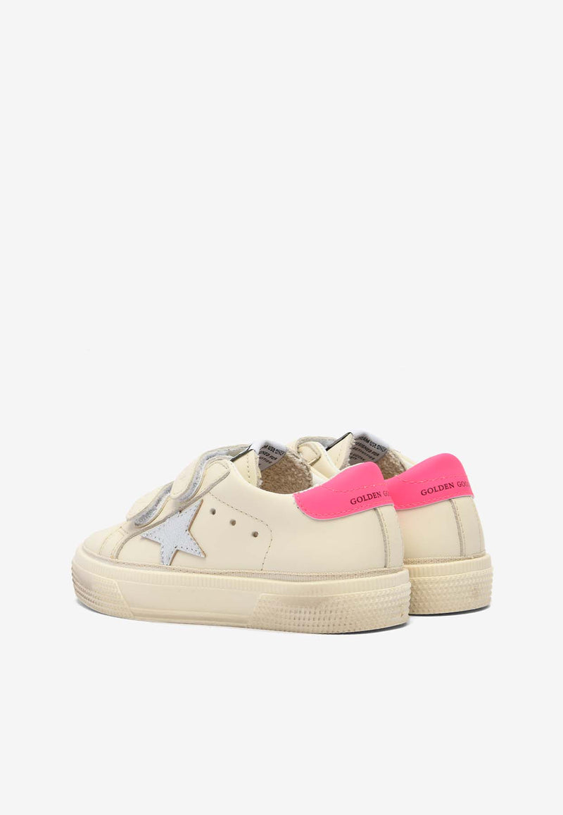Golden Goose DB Kids Babies May School Sneakers with Laminated Star GJF00198.F005320.11693WHITE MULTI