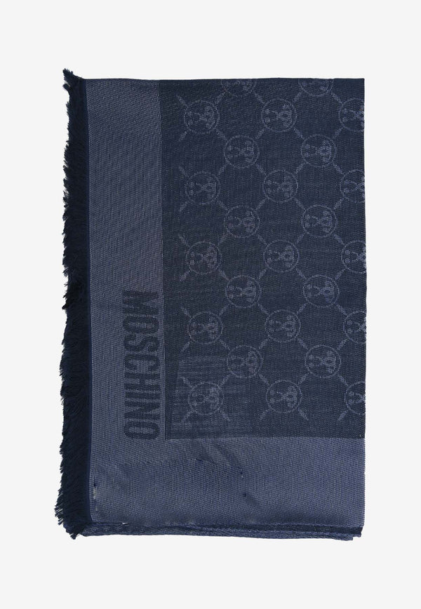 Moschino Monogram Wool Blend Scarf 3234-M2321NAVY