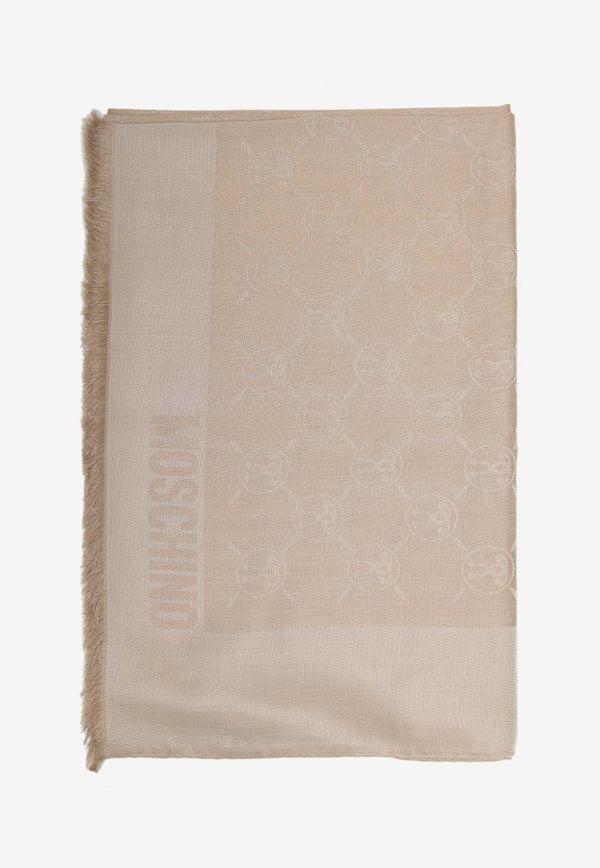 Moschino Monogram Wool Blend Scarf 3234-M2321BEIGE