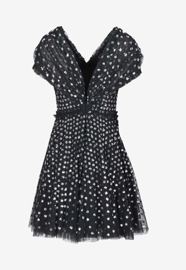 Needle & Thread Grace Gloss Off-Shoulder Sequined Mini Dress Black DS-OS-13-RCR24-GTSBLACK MULTI