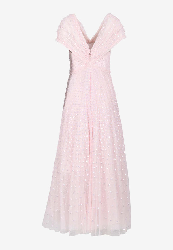 Needle & Thread Grace Gloss Off-Shoulder Sequined Gown Pink DG-OS-12-RCR24-PNYPINK