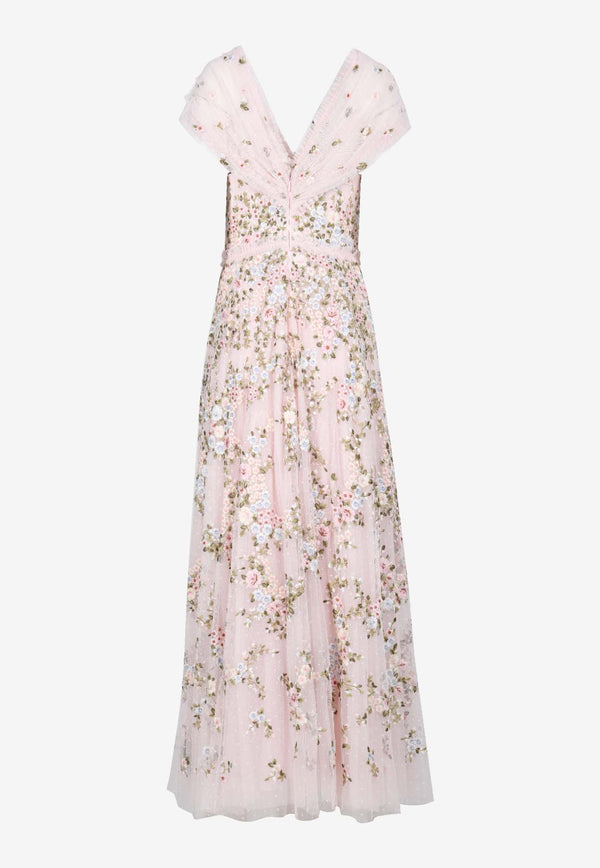 Needle & Thread Lunaria Wreath Off-Shoulder Floral Gown Pink DG-OS-01-RPS24-PNYLIGHT PINK