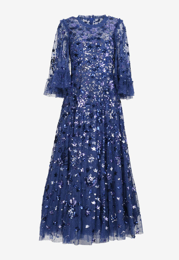 Needle & Thread Constellation Sequined Ankle Gown Blue DG-SS-33-RPS24-INKBLUE