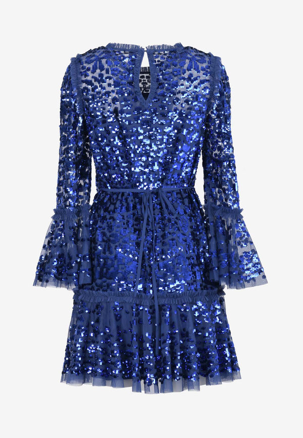 Needle & Thread Annie Sequin Embellished Mini Dress Blue DS-LS-32-RPS24-INKBLUE