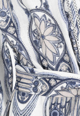 Maison La Plage Patmos Patterned Midi Robe Dress A115WHITE MULTI